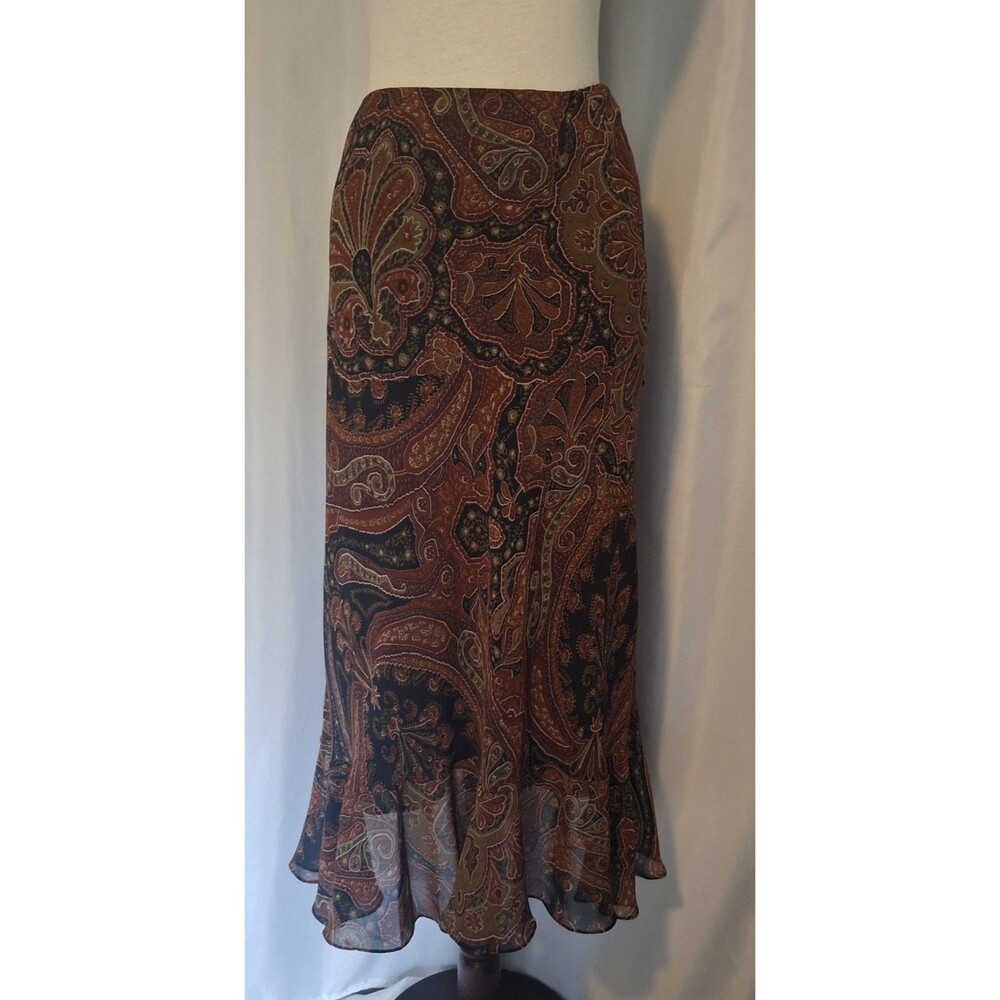 Vtg 90s Y2K Fairy Whimsy Paisley Midi Skirt layers ruffles Flare NWT Sz L